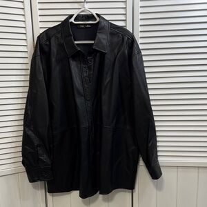 Dex  Black Leather look  Shirt Jacket